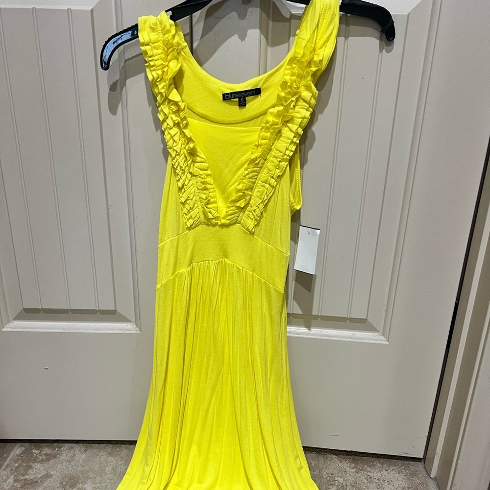 BCBGMAXAZRIA Yellow Ruffle Dress
